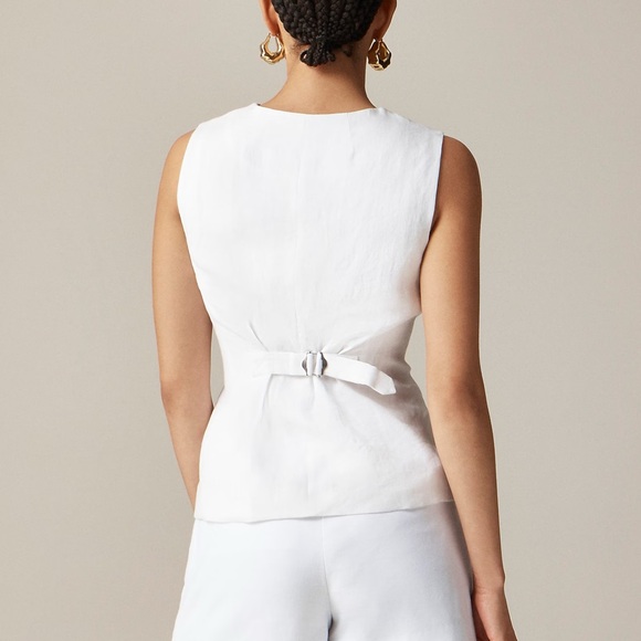 J.CREW White Cutaway vest top in 100% linen Size 14 - Picture 3 of 4